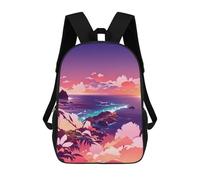 sinyumoney Pink Sunset Over The Ocean Backpack School Backpack Kids School Bag Large Capacity Kids Backpack for School Rucksack 3D Book Bag Gifts for Kids 17inch