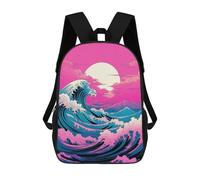 sinyumoney Pink Sunset Wave Children's Backpacks School Backpack 3D Printed Backpack for Kids Travel Rucksacks Book Bags Kids School Bag 17inch