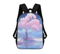 sinyumoney Pink Tree Beside The Lake Backpacks Kids School Backpack School Bag 3D Printed Fashion School Bags for Boys Elementary And Middle School Students 17inch