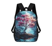 sinyumoney Pink Tree in Blue Cave Backpacks 3D Printed 17inch Kids School Backpack Outdoor Casual Daypack Casual Travel Bags for Middle School Students