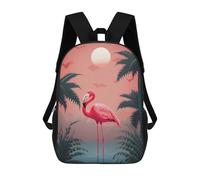sinyumoney Pink Tropical Flamingo 02 Children's School Backpack 3D Printed for Kids Travel Rucksacks Book Bags Kids School Bag 17inch