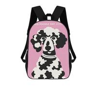 sinyumoney Pink World Poodle Day 3D Printed Children's 17 Inch Backpacks 3D Printed Casual School Bag for Boys Elementary And Middle