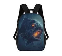 sinyumoney Piranha Evil Scary Horror Backpack School Bag Rucksack for Girls Boys Backpacks Large Capacity Kids Back Pack Lightweight School Bags for Children Students 17inch