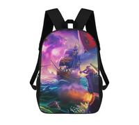 sinyumoney Pirate Battle at Sunset Children's School Backpack Fashion Casual Children's Backpacks 3D Printed School Bags Boy Large Backpack 17inch