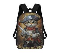 sinyumoney Pirate Cat Treasure Chest-1 Rucksacks 3D Printed Children 17inch Backpacks Fashion Casual Daypack Travel Bags Outdoor Casual Daypack for Boy And Girl