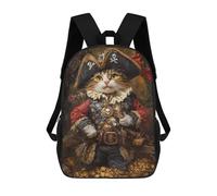 sinyumoney Pirate Cat Treasure Chest-20 3D Printed 17inch School Bag Children's School Backpack Travel Backpacks Casual Fashion Bag for Kids School Students