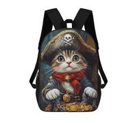 sinyumoney Pirate Cat Treasure Chest-26 3D Printed Kids 17inch Backpacks Boys Fashion Travel Backpacks School Bag for Boys Elementary And Middle School Students