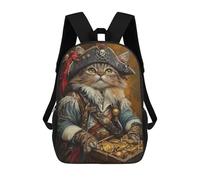 sinyumoney Pirate Cat Treasure Chest-30 Children's Backpack, Schoolbag Large Capacity Students Bookbag Rucksack Knapsack for Boys Girls Adults Teen 17inch
