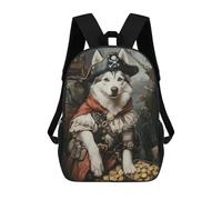 sinyumoney Pirate Dog Treasure Chest-108 Kids School Backpack 3D Printed Backpacks Fashion School Bag Rucksacks for Boys Elementary And Middle School Students 17inch