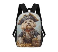 sinyumoney Pirate Dog Treasure Chest -2 Backpack School Backpack Kids School Bag Large Capacity Kids Backpack for School Rucksack 3D Book Bag Gifts for Kids 17inch