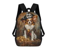 sinyumoney Pirate Dog Treasure Chest -5 Backpacks Kids 17inch School Backpack School Bag 3D Printed School Bag for Boys Elementary And Middle School Students