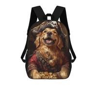 sinyumoney Pirate Dog Treasure Chest-50 3D Printed 17inch Kids School Backpack School Bag Fashion Rucksacks for Boys Elementary And Middle School Students
