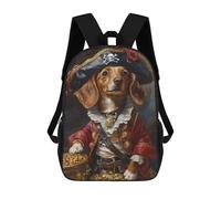 sinyumoney Pirate Dog with Treasure Chest-1 Backpack Kids School Backpack School Bag 3D Printed Fashion School Bag for Boys Elementary And Middle School Student 17inch