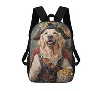 sinyumoney Pirate Dog with Treasure Chest-2 3D Printed 17inch Kids School Backpack School Bag Fashion Rucksacks for Boys Elementary And Middle School Students