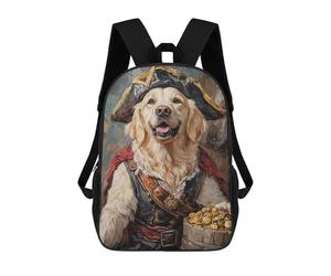 sinyumoney Pirate Dog with Treasure Chest-2 Backpacks Kids 17inch School Backpack School Bag 3D Printed School Bag for Boys Elementary And Middle School Students