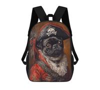 sinyumoney Pirate Pug Pet Portrait Children's School Backpack Fashion Casual 17inch 3D Printed School Bags Boy School Backpack Large Backpack