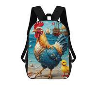 sinyumoney Pirate Rooster on The Beach Backpack School Bag Secondary Causal Travel High School Bags for Camping Outdoor Adventures And Daily Travel 17inch