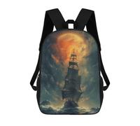 sinyumoney Pirate Ship Adventures Backpacks Kids Student Schoolbag,3D Printed Backpacks,Elementary And Middle School Students Backpacks for Boys Girls 17inch