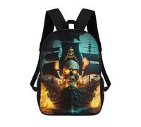 sinyumoney Pirate Ship in Flames School Backpack Rucksack Casual Daypacks School Work Travel Bag for Campus Outdoor Travel Sports 17inch