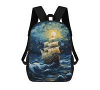 sinyumoney Pirate Ship in Ocean Backpack School Bag Large Water Resistant Laptop Backpack for Girls Boys Teenage 17inch