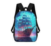 sinyumoney Pirate Ship Kids Backpacks Children Bag,Anime Bag,Large Capacity Kids Backpack, 3D Printed Children's,Student Schoolbag,Kids Boys Girls School Bag 17inch