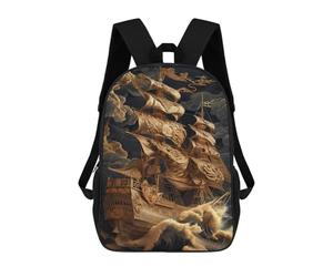 sinyumoney Pirate Ship Lost at Sea School Backpack Water Resistant Travel Backpack Computer Bag for Girls Boys Teenage 17inch