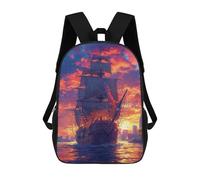 sinyumoney Pirate Ship Sunset Adventure-1 Backpack School Bag Work Laptop Backpack Rucksack Bag for Boys/Girls/Teenagers 17inch