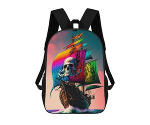 sinyumoney Pirate Ship with Rainbow Sails School Backpack Secondary Causal Travel High School Bags for Campus Outdoor Travel Sports 17inch
