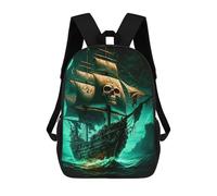 sinyumoney Pirate Ship with Skull Sails Backpack School Lightweight Casual Daypack School Backpacks for Teenage Girls Boys Women Men 17inch