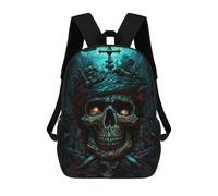 sinyumoney Pirate Skull Artwork Backpack School Backpack Kids School Bag Large Capacity Kids Backpack for School Rucksack 3D Book Bag Gifts for Kids 17inch