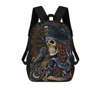 sinyumoney Pirate Skull with Raven Fashion Student School Backpack Suitable for Boys Girls Kids Casual Outdoor Travel Essential Daypack 17inch