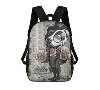 sinyumoney Pit Bull Enjoy Craft Beer 3D Printed Children's School Backpack for Kids High Capacity Travel Rucksacks Book Bags Kids School Bag Back Pack 17inch