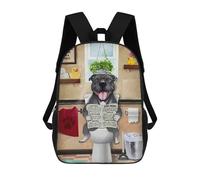 sinyumoney Pitbull Dog Funny WC Children's School Backpack 3D Printed for Kids Travel Rucksacks Book Bags for Boys Elementary School Students 17inch