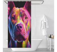 sinyumoney Pitbull Fluorescent UV Shower Curtain Anti Mould 100% Polyester Fabric Soft Fabric Hotel Shower Curtain for Bathtub Shower Stall 35.43x70.87Inch（90x180cm）