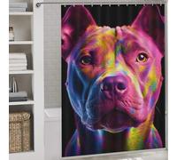 sinyumoney Pitbull Fluorescent UV Shower Curtain Waterproof Mould 100% Polyester Fabric Modern Fabric Bathroom Decor Set with Hooks 64.17x70.87Inch（163x180cm）