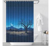 sinyumoney Pixel Art Night Landscape with Abandoned House Bath Shower Curtains Mildew Waterproof Polyester Fabric Shower Curtains Set with 12 Hooks for Bathroom Wet Room 46.85x70.87Inch（119x180cm）