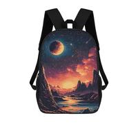 sinyumoney Pixelated Alien Landscape Backpacks Kids School Backpack Fashion School Bag 3D Printed School Bag for Boys Elementary And Middle School Students 17inch