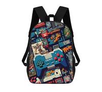 sinyumoney Pixelated Retro Gaming Collage Kids Children School Backpack 17 Inch Bookbags Casual Travel Rucksack Boys Girls Large Capacity Daypack 17inch