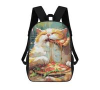 sinyumoney Pizza Cute Cartoon Cat Backpack School Bag Daypacks Business Backpack Water Resistant Bookbag for Men/Women 17inch