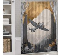 sinyumoney Plane Realm with Hooks Waterproof Fabric Shower Curtain for Bathroom for Bathroom Wet Room 64.17x70.87Inch（163x180cm）