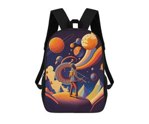 sinyumoney Planet Abstract School Bag Backpack Teen Schoolbag 3D Printing Adjustable Schoolbag Fashion Pocket Bag for Kids Boys Girls Students And Teenagers Fans 17inch
