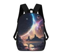 sinyumoney Planetary Reflections in Space -3 Children's School Backpack 3D Printed for Kids Travel Rucksacks Book Bags Kids School Bag 17inch