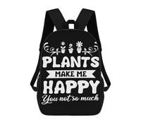 sinyumoney Plants Make Me Happy Backpack School Bag School Secondary High School College Backpack Travel for Girls Boys Teenage 17inch