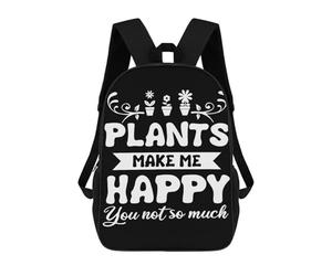 sinyumoney Plants Make Me Happy Backpack School Bag School Secondary High School College Backpack Travel for Girls Boys Teenage 17inch