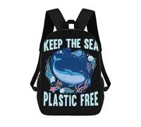 sinyumoney Plastic Free Sea Earth Backpack School Bag Lightweight Schoolbag Dayback Bookbag College for Men/Women 17inch