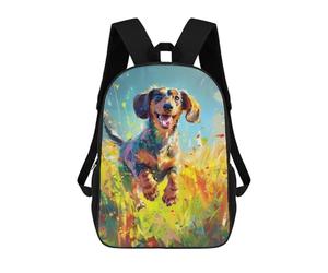 sinyumoney Playful Dachshund Dog Backpack School Bag Water Resistant School Bag Business Backpack for Girls Boys Teenage 17inch