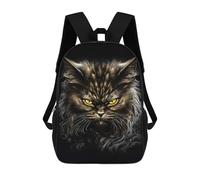 sinyumoney Pluffy Cat Black Gold Kids Backpack 17 Inch School Bag 3D Printed Cartoon School Backpacks for Boys And Teenager School Students