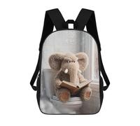 sinyumoney Plush Elephant Reading on Toilet Children's 17 Inch School Backpack 3D Printed Anime Movies for Kids Travel Rucksacks Book Bags Kids School Bag