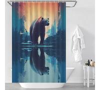 sinyumoney Polar Bear Artwork Shower Curtains Set with 12 Hooks with Hooks Waterproof Fabric Shower Curtain Waterproof Mould for Bathroom Bathtub Apartment Decor 46.85x70.87Inch（119x180cm）