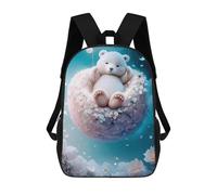 sinyumoney Polar Bear Dreams in Clouds Backpack Kids School Bag Boys Cartoon 3D Print Students Schoolbag Laptop Daypack for Boys Girls 17inch